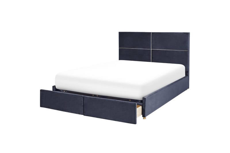 Seng med opbevaring Vernoyes - Sort, guld, 180x200 cm - Møbler - Senge - Sengeramme & sengestel