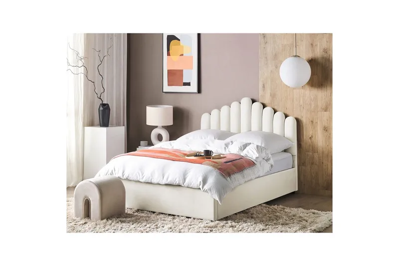 Seng med opbevaring Vincennes - Hvid, Sort, 140x200 cm - Møbler - Senge - Sengeramme & sengestel