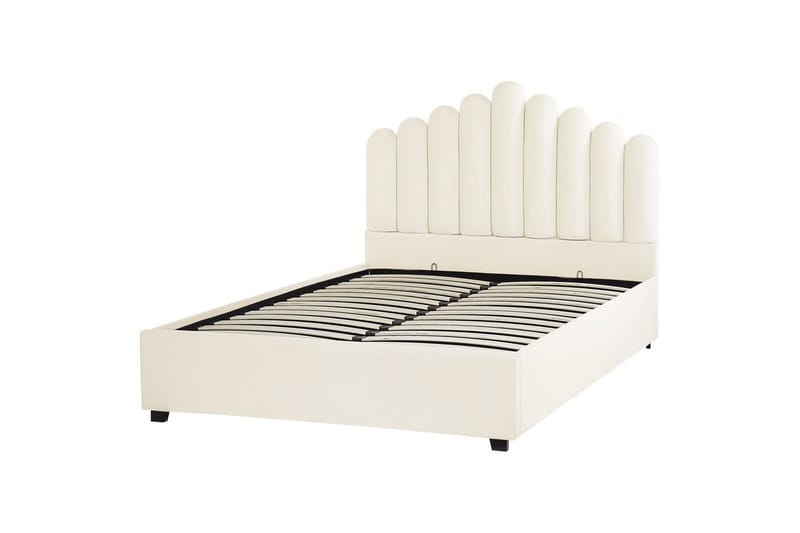 Seng med opbevaring Vincennes - Hvid, Sort, 140x200 cm - Møbler - Senge - Sengeramme & sengestel