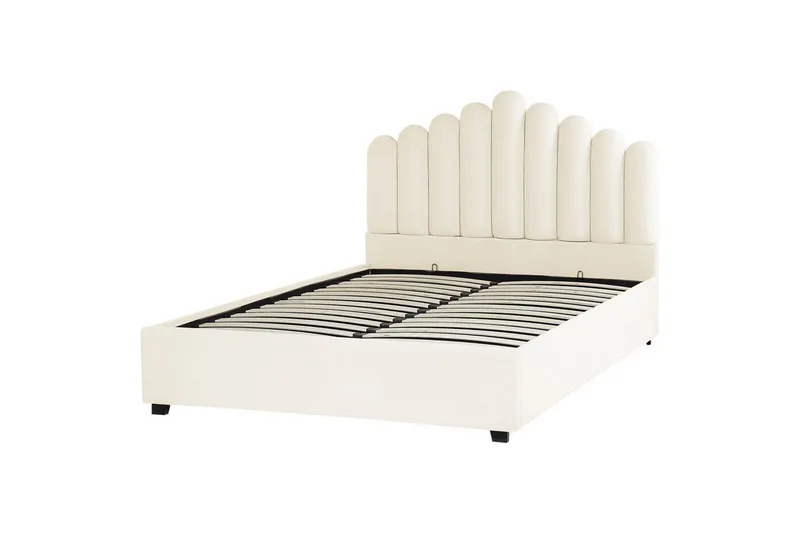 Seng med opbevaring Vincennes - Hvid, Sort, 160x200 cm - Møbler - Senge - Sengeramme & sengestel