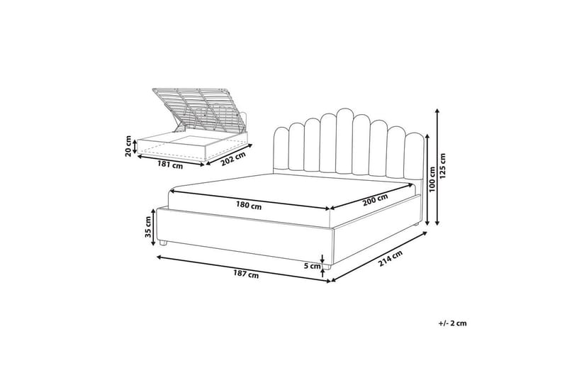 Seng med opbevaring Vincennes - Hvid, Sort, 180x200 cm - Møbler - Senge - Sengeramme & sengestel