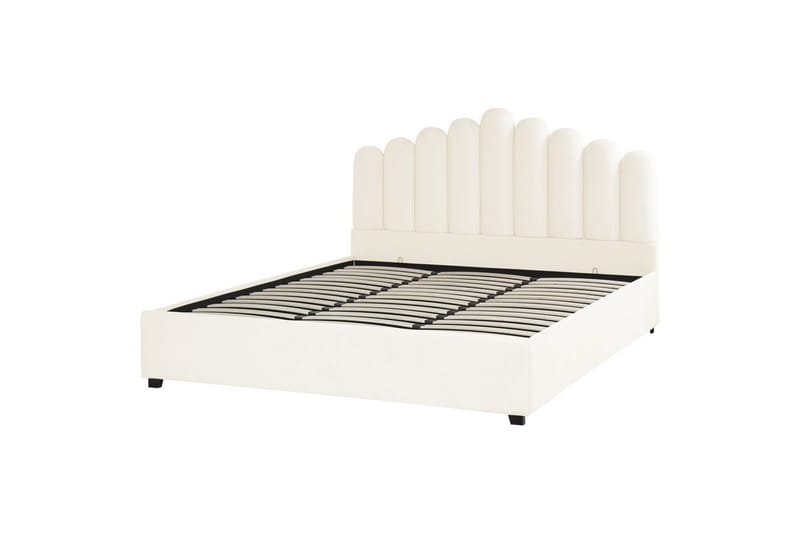 Seng med opbevaring Vincennes - Hvid, Sort, 180x200 cm - Møbler - Senge - Sengeramme & sengestel