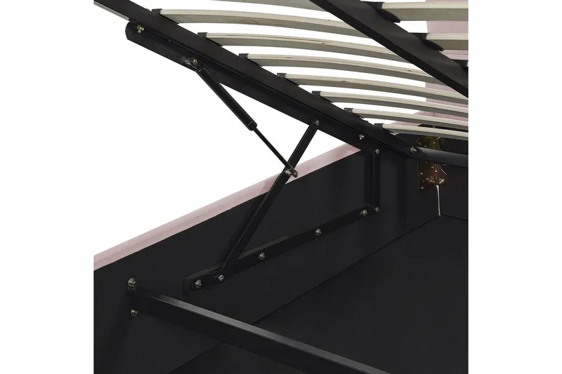 Seng med opbevaring Vincennes - Rosa, Sort, 140x200 cm - Møbler - Senge - Sengeramme & sengestel