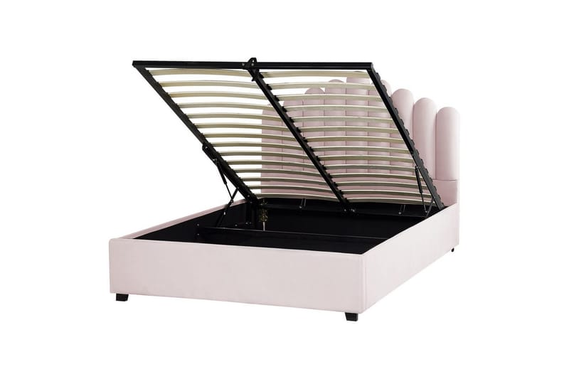 Seng med opbevaring Vincennes - Rosa, Sort, 140x200 cm - Møbler - Senge - Sengeramme & sengestel