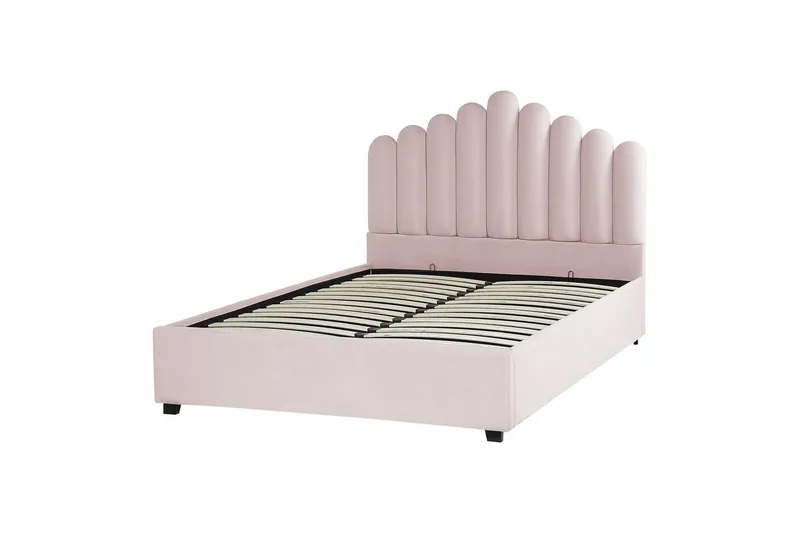 Seng med opbevaring Vincennes - Rosa, Sort, 140x200 cm - Møbler - Senge - Sengeramme & sengestel