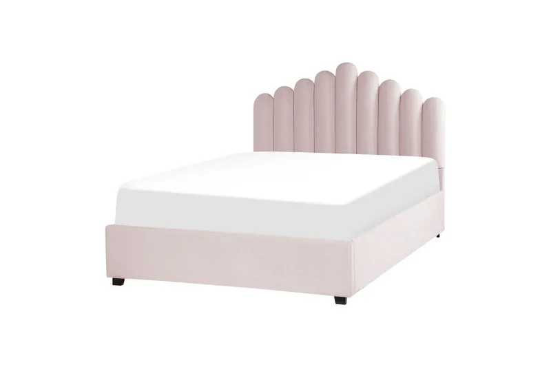 Seng med opbevaring Vincennes - Rosa, Sort, 140x200 cm - Møbler - Senge - Sengeramme & sengestel