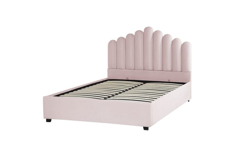 Seng med opbevaring Vincennes - Rosa, Sort, 160x200 cm - Møbler - Senge - Sengeramme & sengestel