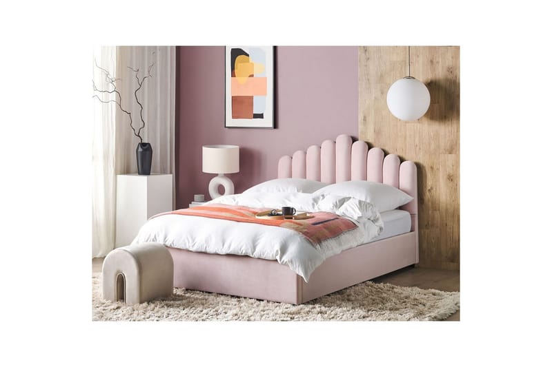 Seng med opbevaring Vincennes - Rosa, Sort, 160x200 cm - Møbler - Senge - Sengeramme & sengestel