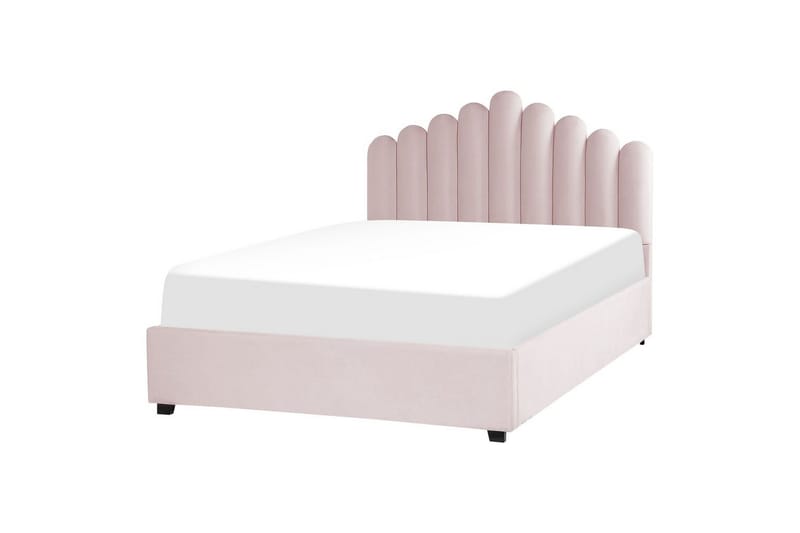 Seng med opbevaring Vincennes - Rosa, Sort, 160x200 cm - Møbler - Senge - Sengeramme & sengestel