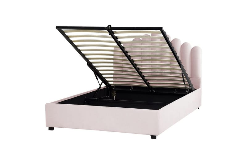 Seng med opbevaring Vincennes - Rosa, Sort, 160x200 cm - Møbler - Senge - Sengeramme & sengestel