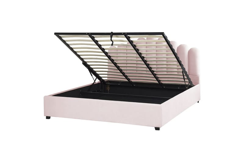 Seng med opbevaring Vincennes - Rosa, Sort, 180x200 cm - Møbler - Senge - Sengeramme & sengestel