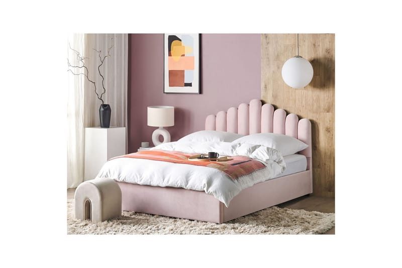 Seng med opbevaring Vincennes - Rosa, Sort, 180x200 cm - Møbler - Senge - Sengeramme & sengestel