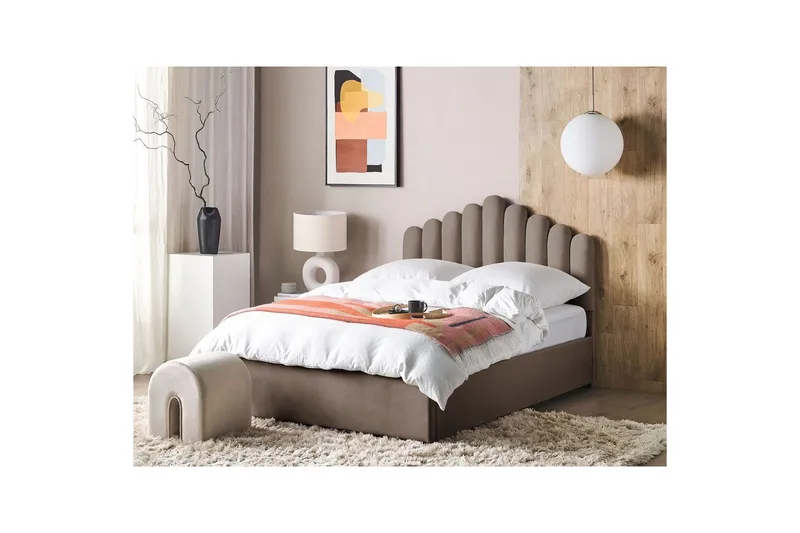 Seng med opbevaring Vincennes - Taupe, sort, 140x200 cm - Møbler - Senge - Sengeramme & sengestel