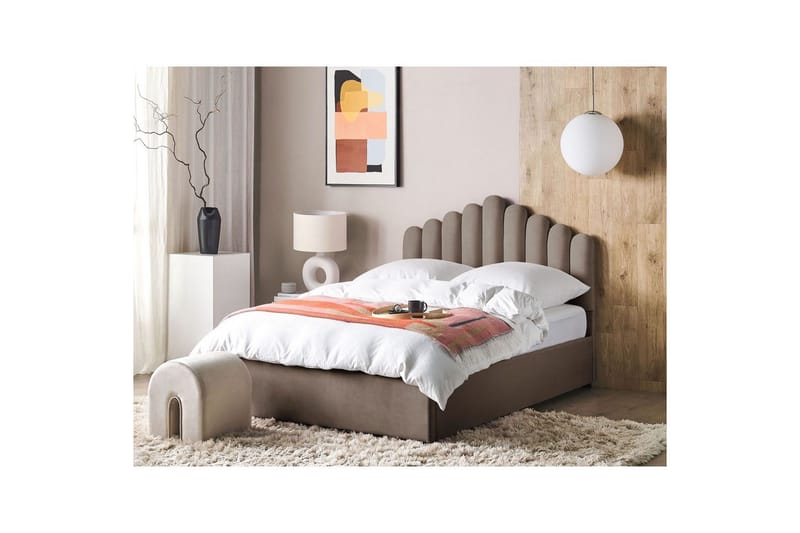Seng med opbevaring Vincennes - Taupe, sort, 140x200 cm - Møbler - Senge - Sengeramme & sengestel