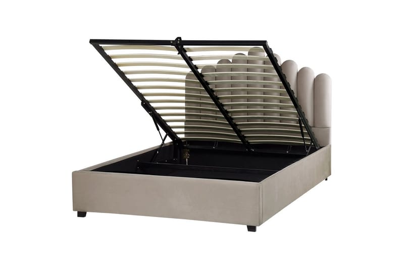 Seng med opbevaring Vincennes, Taupe, sort, 140x200 cm