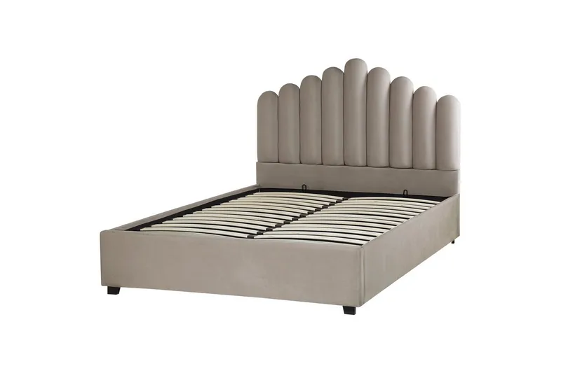 Seng med opbevaring Vincennes - Taupe, sort, 140x200 cm - Møbler - Senge - Sengeramme & sengestel
