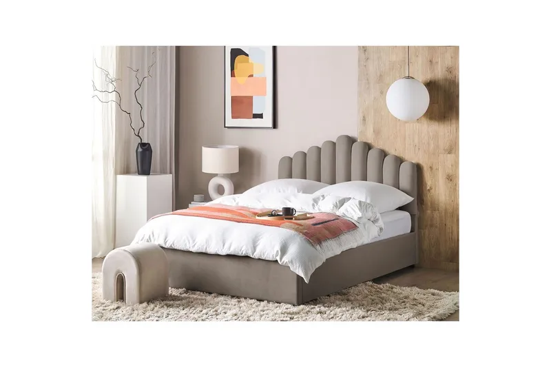 Seng med opbevaring Vincennes - Taupe, sort, 160x200 cm - Møbler - Senge - Sengeramme & sengestel