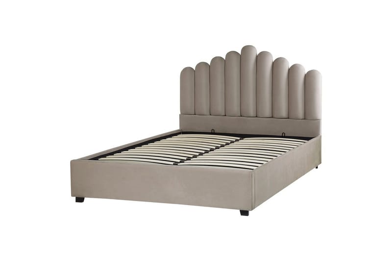 Seng med opbevaring Vincennes - Taupe, sort, 160x200 cm - Møbler - Senge - Sengeramme & sengestel