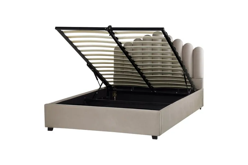 Seng med opbevaring Vincennes - Taupe, sort, 160x200 cm - Møbler - Senge - Sengeramme & sengestel