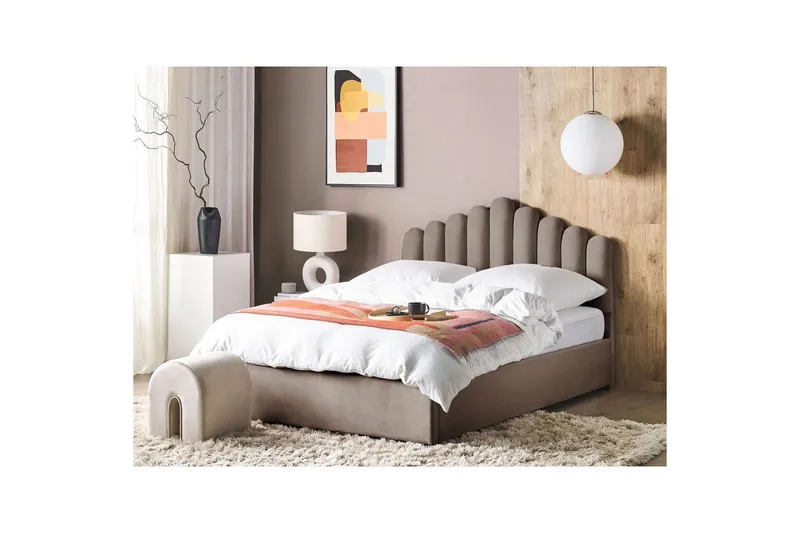 Seng med opbevaring Vincennes - Taupe, sort, 180x200 cm - Møbler - Senge - Sengeramme & sengestel
