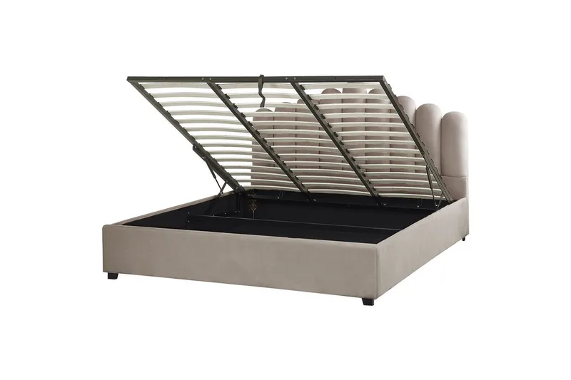 Seng med opbevaring Vincennes - Taupe, sort, 180x200 cm - Møbler - Senge - Sengeramme & sengestel