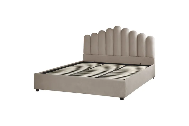 Seng med opbevaring Vincennes - Taupe, sort, 180x200 cm - Møbler - Senge - Sengeramme & sengestel