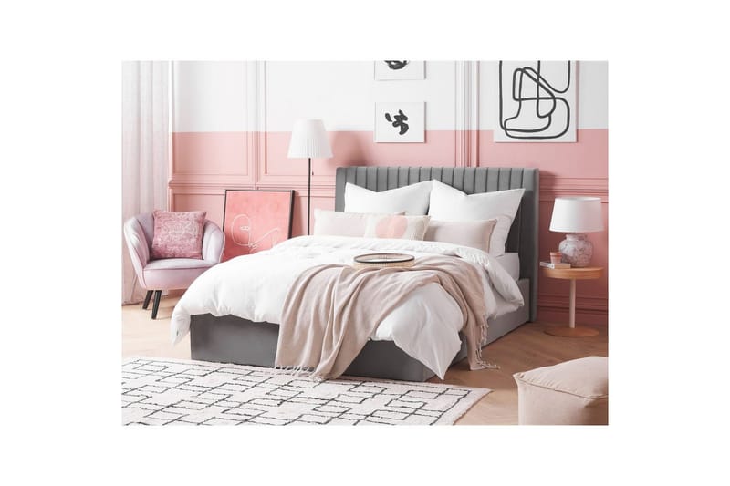 Seng med opbevaring Vion - Grå, 140x200 cm - Møbler - Senge - Sengeramme & sengestel