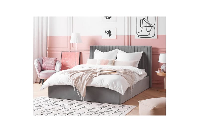 Seng med opbevaring Vion - Grå, 160x200 cm - Møbler - Senge - Sengeramme & sengestel