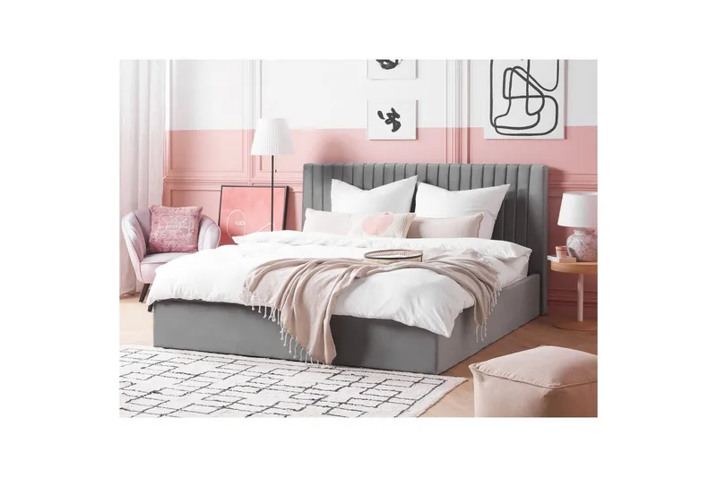 Seng med opbevaring Vion - Grå, 180x200 cm - Møbler - Senge - Sengeramme & sengestel