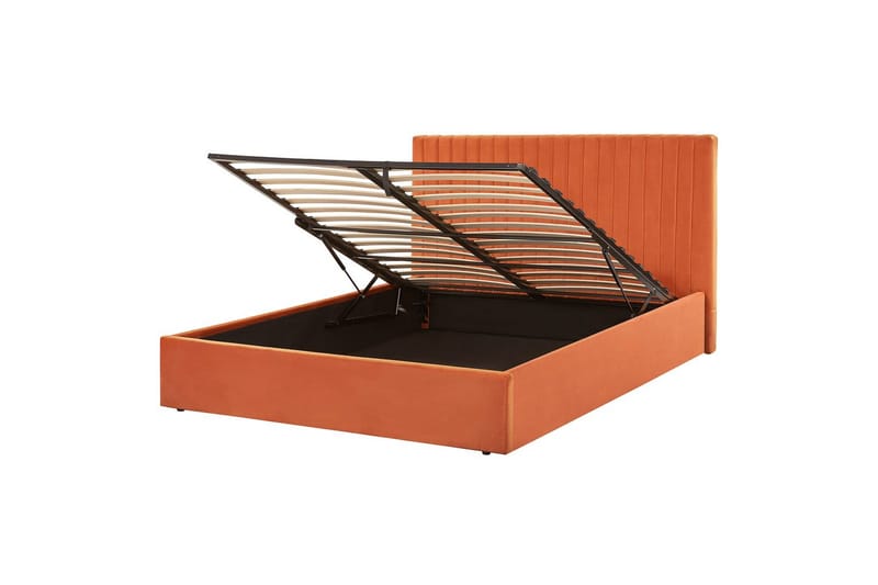 Seng med opbevaring Vion - Orange, 160x200 cm - Møbler - Senge - Sengeramme & sengestel