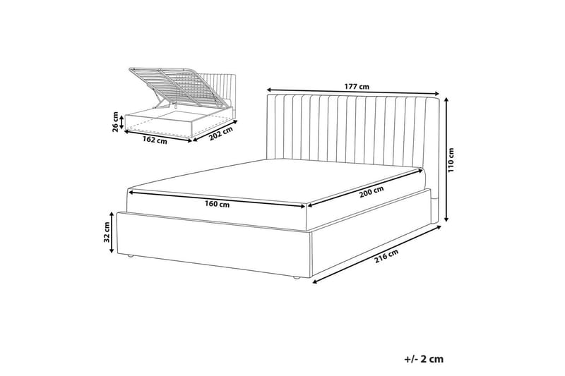 Seng med opbevaring Vion - Orange, 160x200 cm - Møbler - Senge - Sengeramme & sengestel