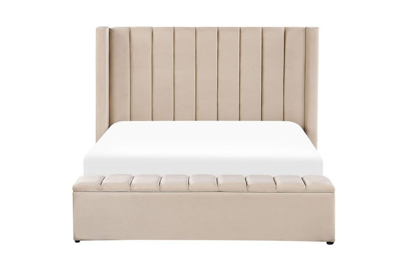 Seng med opbevaringsbænk Noyers - Beige, 160x200 cm - Møbler - Senge - Sengeramme & sengestel