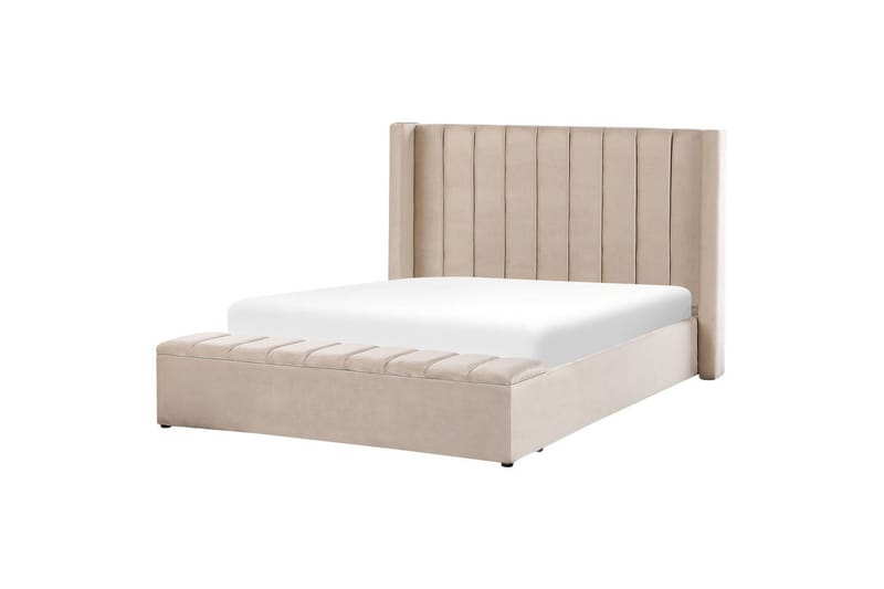 Seng med opbevaringsbænk Noyers - Beige, 160x200 cm - Møbler - Senge - Sengeramme & sengestel