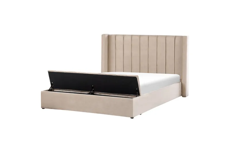 Seng med opbevaringsbænk Noyers - Beige, 180x200 cm - Møbler - Senge - Sengeramme & sengestel