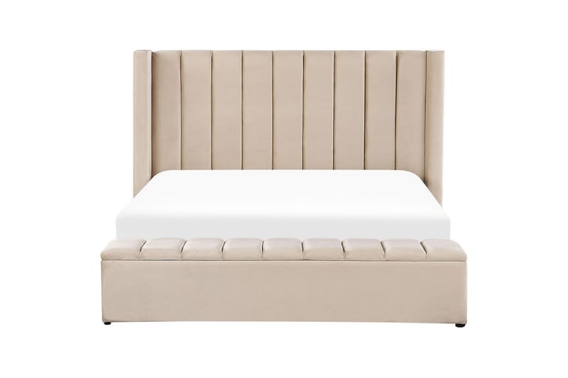 Seng med opbevaringsbænk Noyers - Beige, 180x200 cm - Møbler - Senge - Sengeramme & sengestel