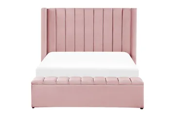 Seng med opbevaringsbænk Noyers - Rosa, 140x200 cm - Møbler - Senge - Sengeramme & sengestel