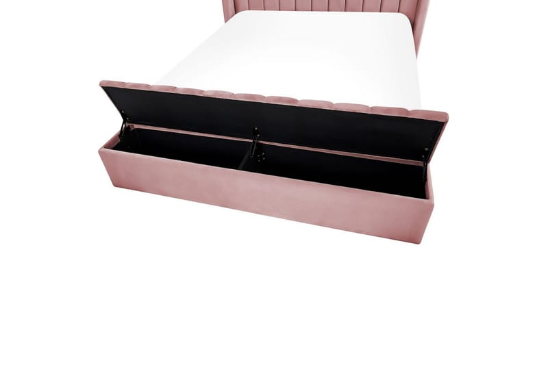 Seng med opbevaringsbænk Noyers - Rosa, 140x200 cm - Møbler - Senge - Sengeramme & sengestel