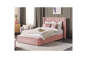 Seng med opbevaringsbænk Noyers - Rosa, 140x200 cm - Møbler - Senge - Sengeramme & sengestel