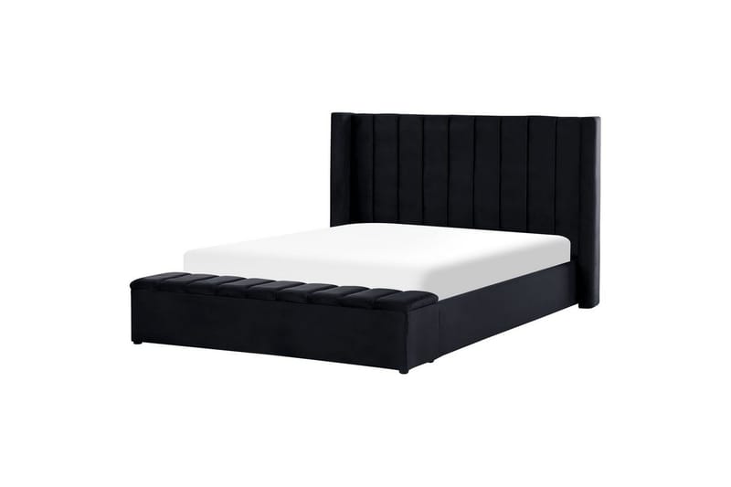 Seng med opbevaringsbænk Noyers - Sort, 180x200 cm - Møbler - Senge - Sengeramme & sengestel