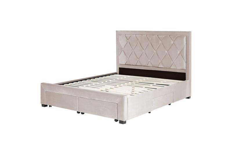 Seng med opbevaringsskuffer Lievin, Beige, 160x200 cm