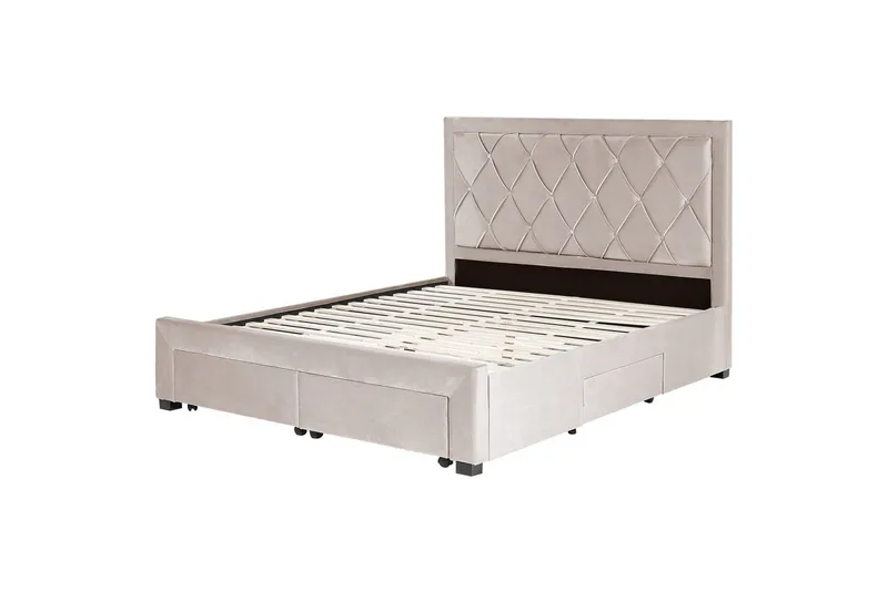 Seng med opbevaringsskuffer Lievin, Beige, 160x200 cm