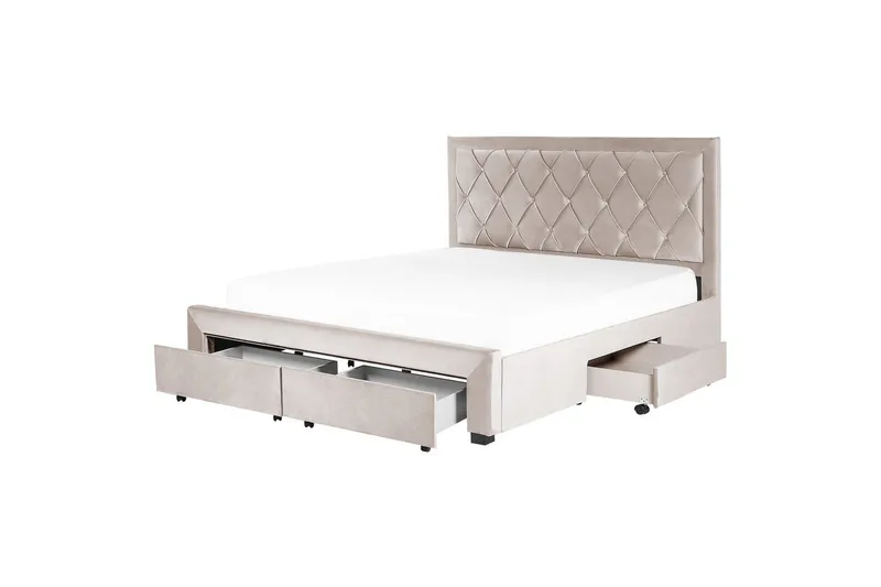 Seng med opbevaringsskuffer Lievin - Beige, 180x200 cm - Møbler - Senge - Sengeramme & sengestel
