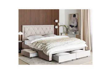 Seng med opbevaringsskuffer Lievin - Beige, 180x200 cm - Møbler - Senge - Sengeramme & sengestel