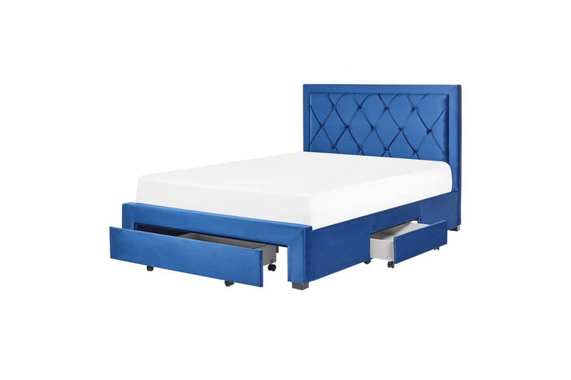 Seng med opbevaringsskuffer Lievin - Blå, 140x200 cm - Møbler - Senge - Sengeramme & sengestel