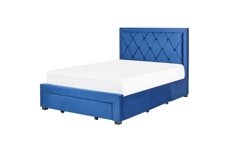 Seng med opbevaringsskuffer Lievin - Blå, 140x200 cm - Møbler - Senge - Sengeramme & sengestel