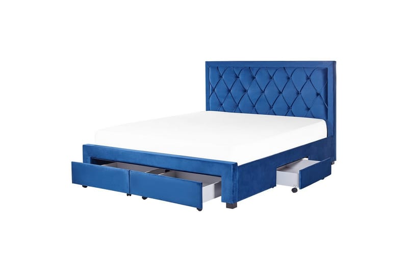 Seng med opbevaringsskuffer Lievin - Blå, 180x200 cm - Møbler - Senge - Sengeramme & sengestel