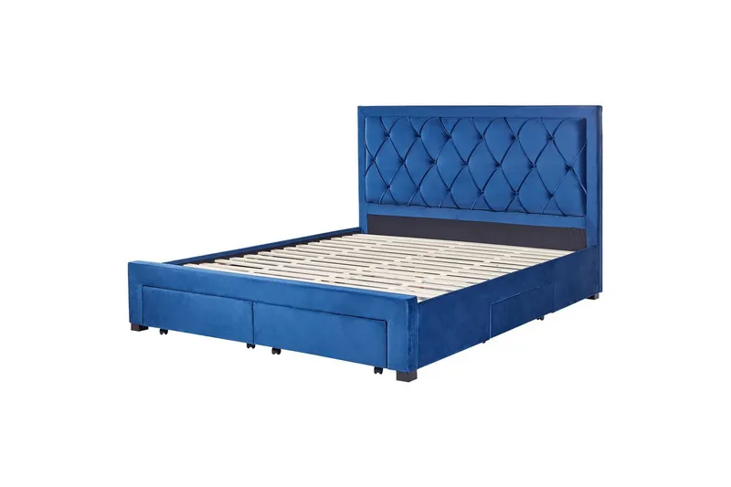 Seng med opbevaringsskuffer Lievin - Blå, 180x200 cm - Møbler - Senge - Sengeramme & sengestel