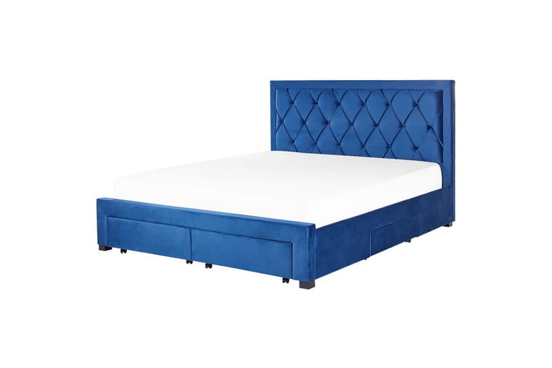 Seng med opbevaringsskuffer Lievin - Blå, 180x200 cm - Møbler - Senge - Sengeramme & sengestel