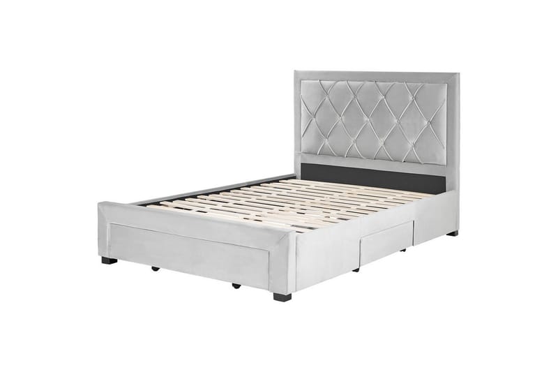 Seng med opbevaringsskuffer Lievin, Grå, 140x200 cm