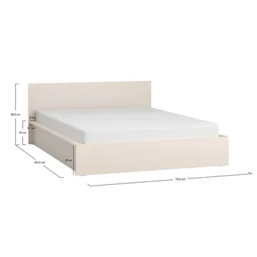 Seng med sengegavl 4 You Fresh med løftet ramme Sand Beige - 160 x 200 cm - Møbler - Senge - Sengeramme & sengestel